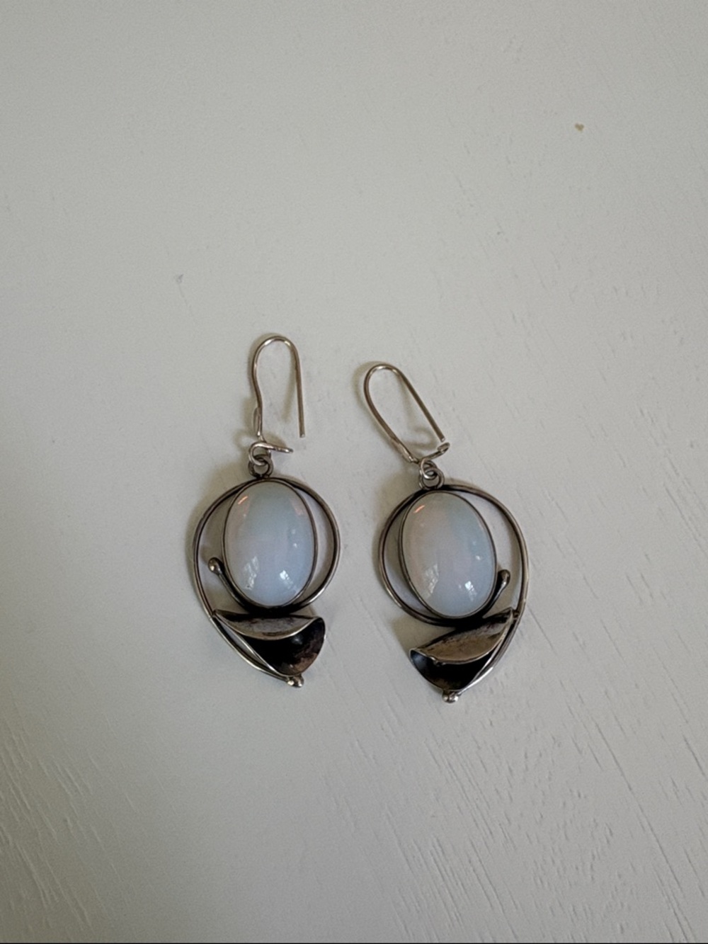 Vintage Sterling Silver 925 Drop Earrings with stone